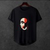  Unisex Oversize Modern Boy Pamuklu Etek Oval Siyah Baskili T-shirt